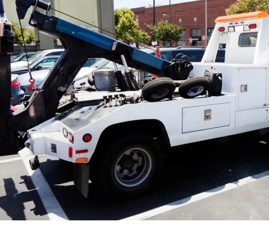 tow truck on highway approach to White City