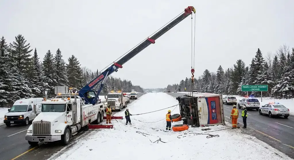 Regina truck towing on highway corridor