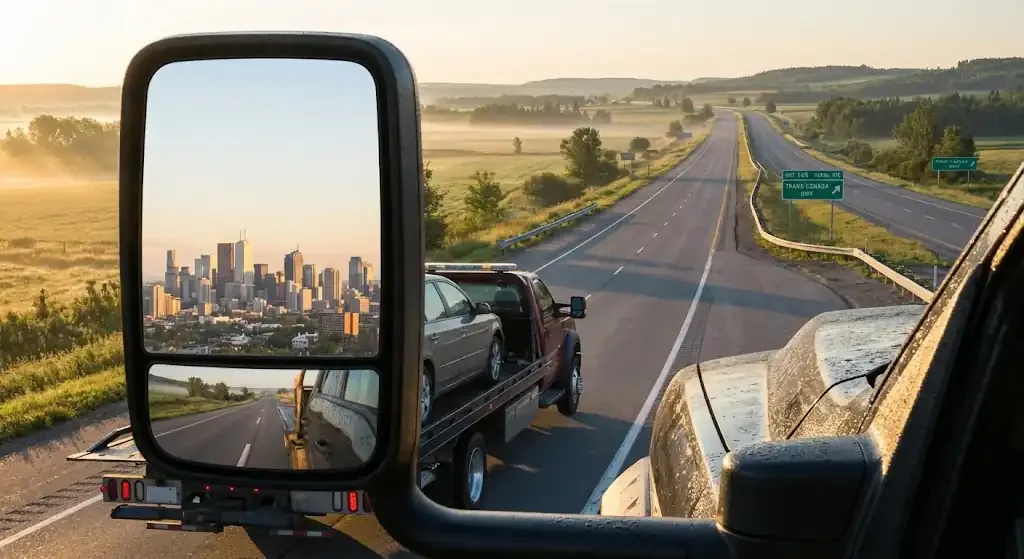 Regina tow truck on extended highway route